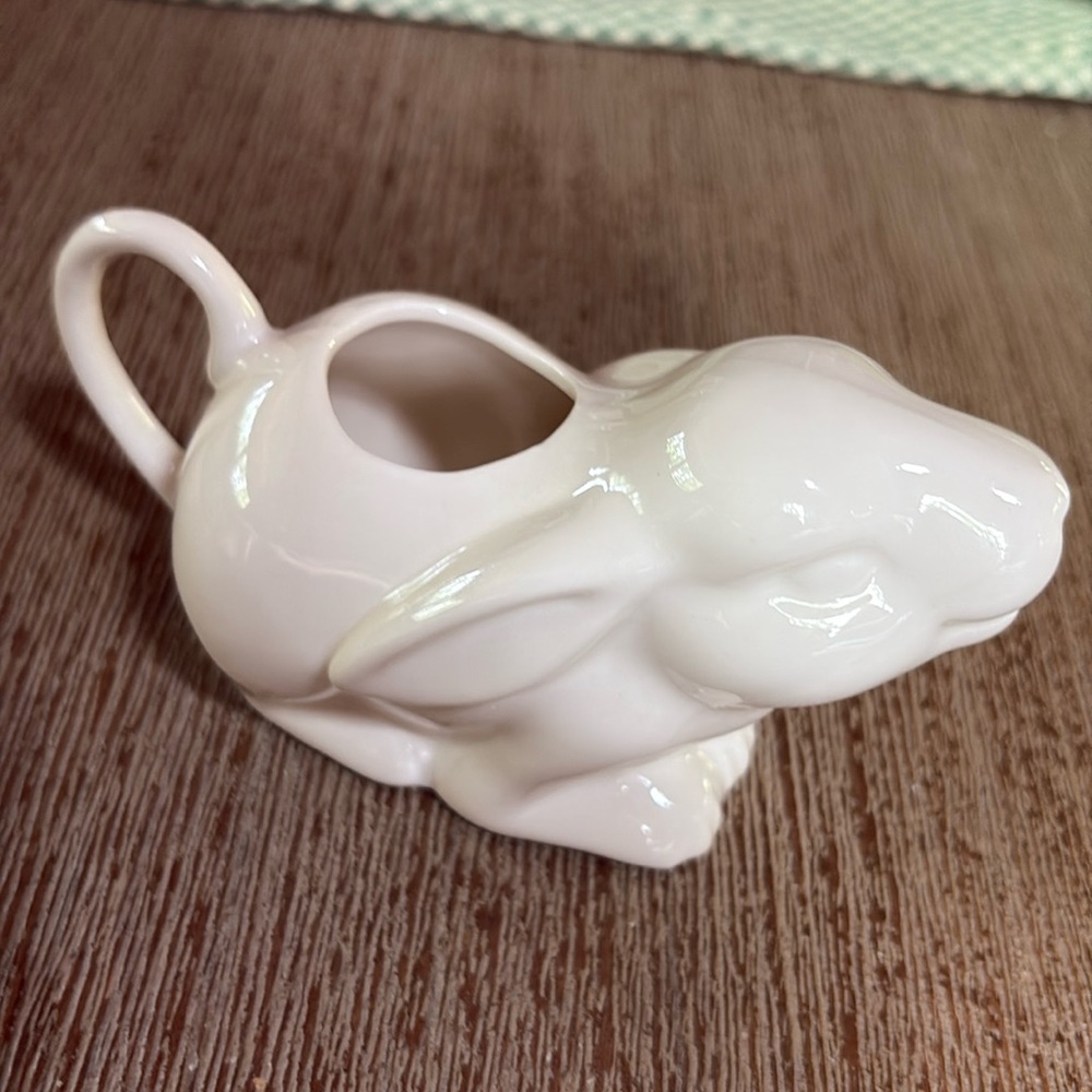 Two's Company Mini Bunny Ceramic Creamer white for syrup, juice and sauces